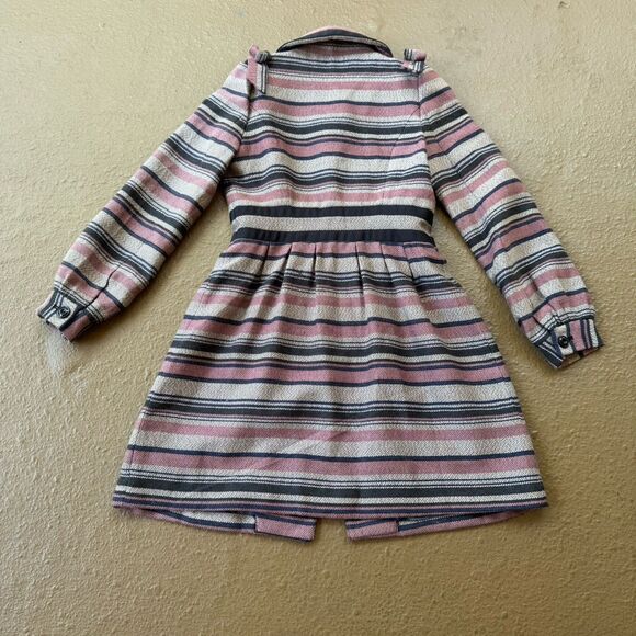 Anthropologie Elevenses Pattern Makers Coat Sz 6 Stripe Colorblock Bow Shoulder - Picture 7 of 12